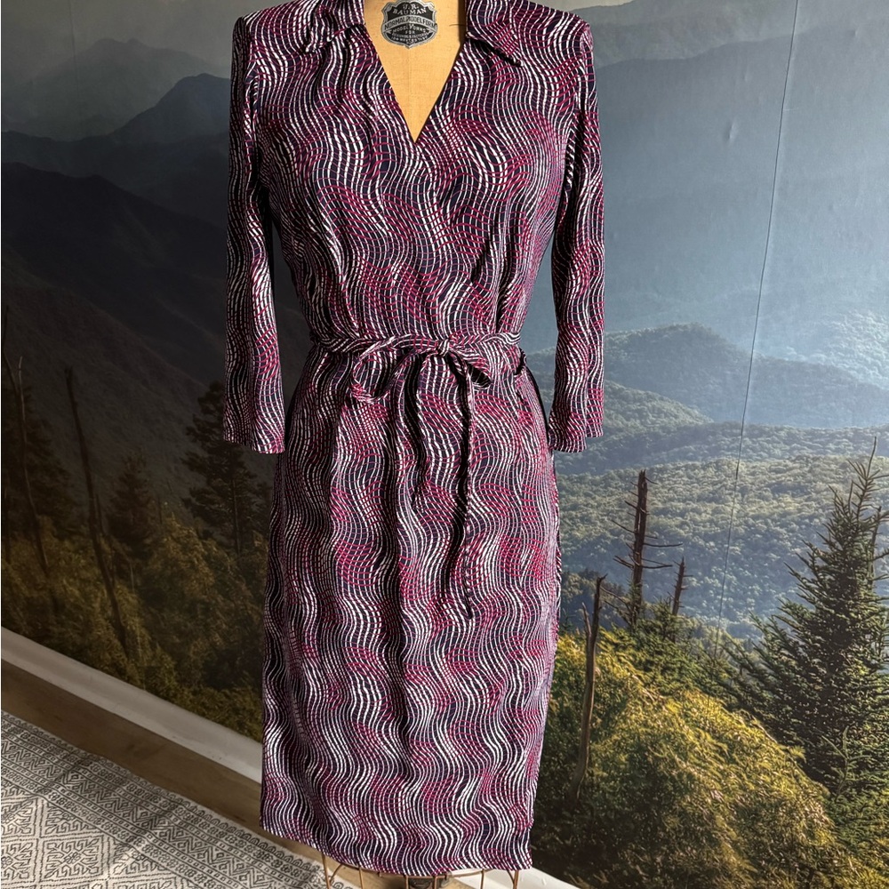 Vintage Max Studio red and blue Wrap Dress